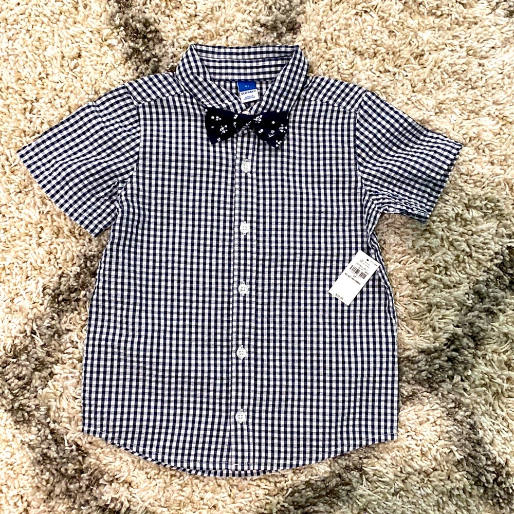 Old Navy Gingham Shirt and Bow Tie